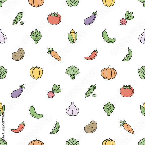Seamless pattern with simple minimalistic vegetable icons for prints, wallpapers, mobile concepts and web apps. Vector flat background