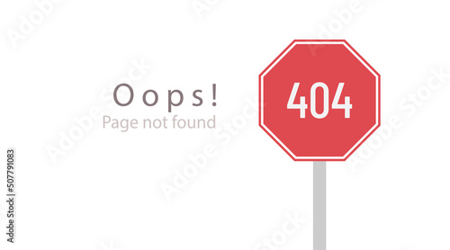 Ooops! Page not found 404 error symbol. Vector template for website page