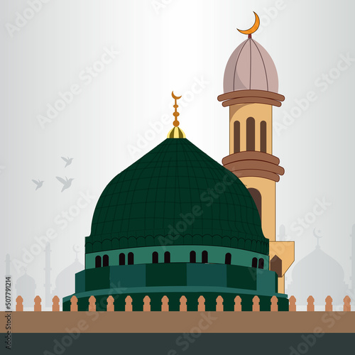 Islamic Madina pilgrimage illustration for hajj and eid al Adha