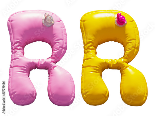Inflatable Swimming Ring alphabet. Letter R
