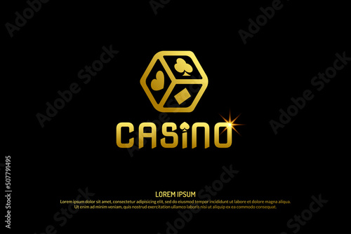 Fototapeta Vector logo for casino gambling gold dice sign