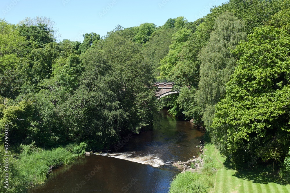 River Doon in the village of Alloway near Ayr as it flows to the sea.