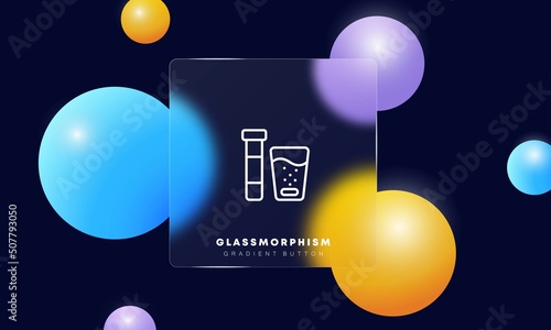 Test tube line icon. Glass and test tube with liquid or chemical reagents. Chemical elements. Laboratory concept. Glassmorphism style. Vector line icon for Business and Advertising