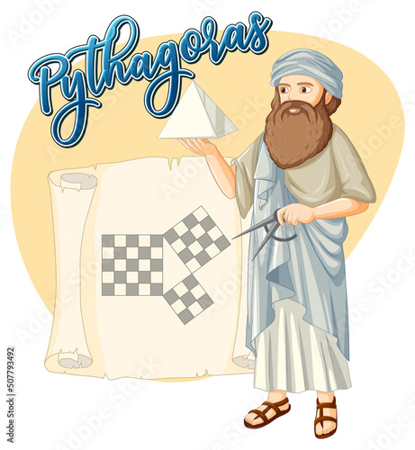 Pythagoras cartoon character isolated