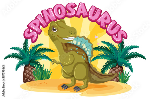 Little cute spinosaurus dinosaur cartoon character