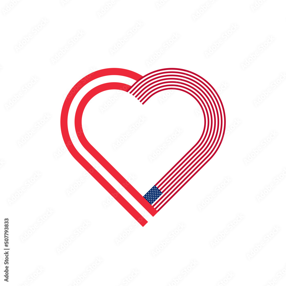 unity concept. heart ribbon icon of austria and united states flags. vector illustration isolated on white background unity concept. heart ribbon icon of austria and united states flags. vector illustration isolated on white background