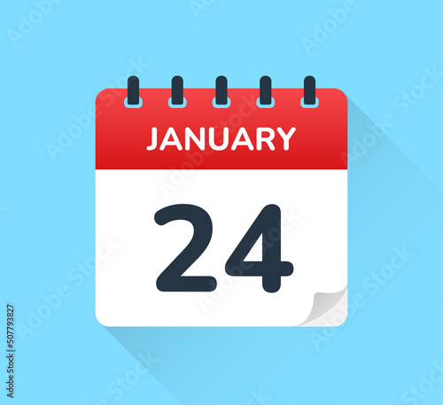 January 24. Vector flat design of daily calendar icon. Date and day of the year.