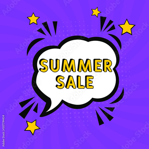 Comic book explosion with text Summer Sale, vector illustration. Summer Sale banner pop art. special offer, clearance. Sale banner.