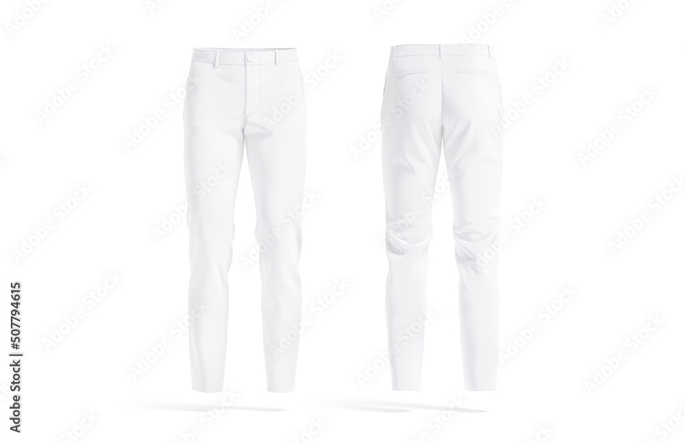 Blank white man pants mockup, front and back view Stock Illustration ...