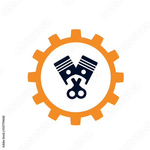 illustration, icons, logo with car details. Car service. Auto parts store. Flat design.