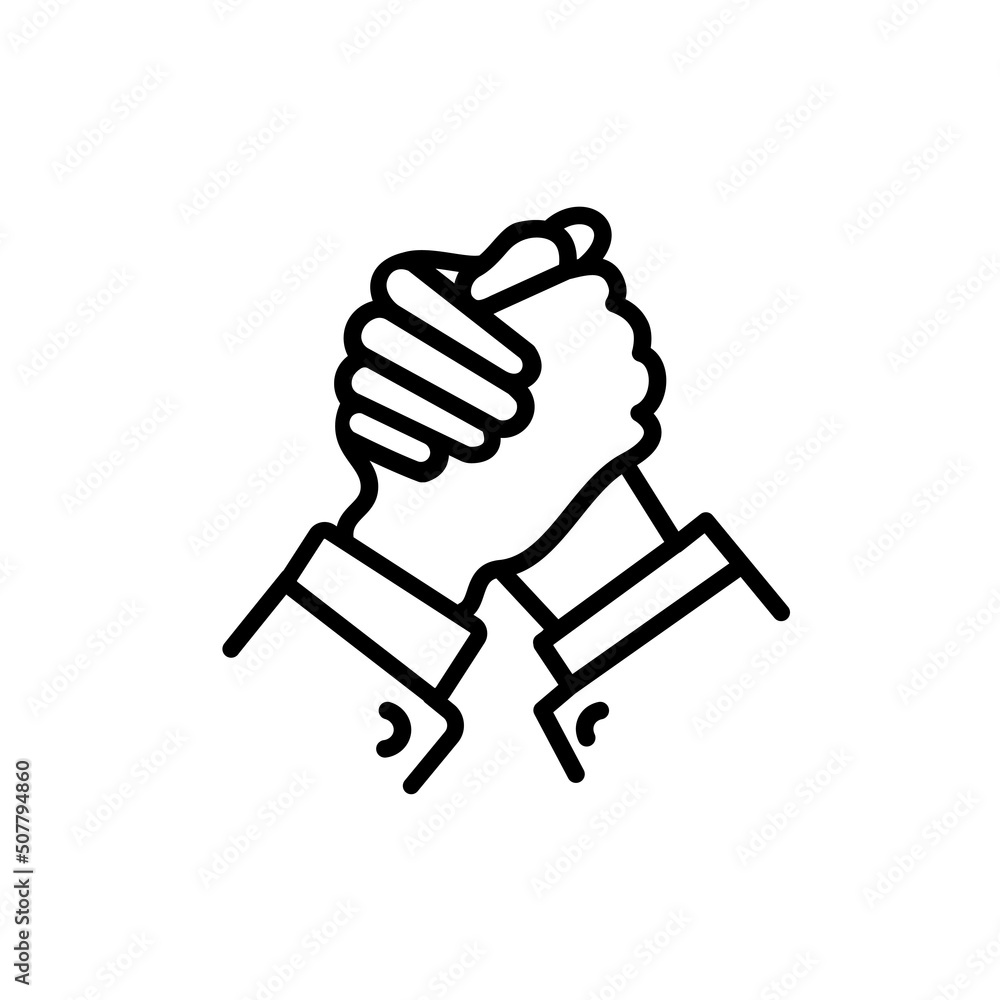 Soul brother handshake, thumb clasp handshake or homie handshake line art vector icon for apps and websites