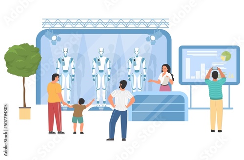 Robot exhibition stand vector science expo hall