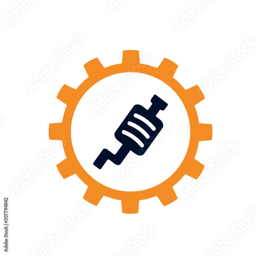 illustration, icons, logo with car details. Car service. Auto parts store. Flat design.