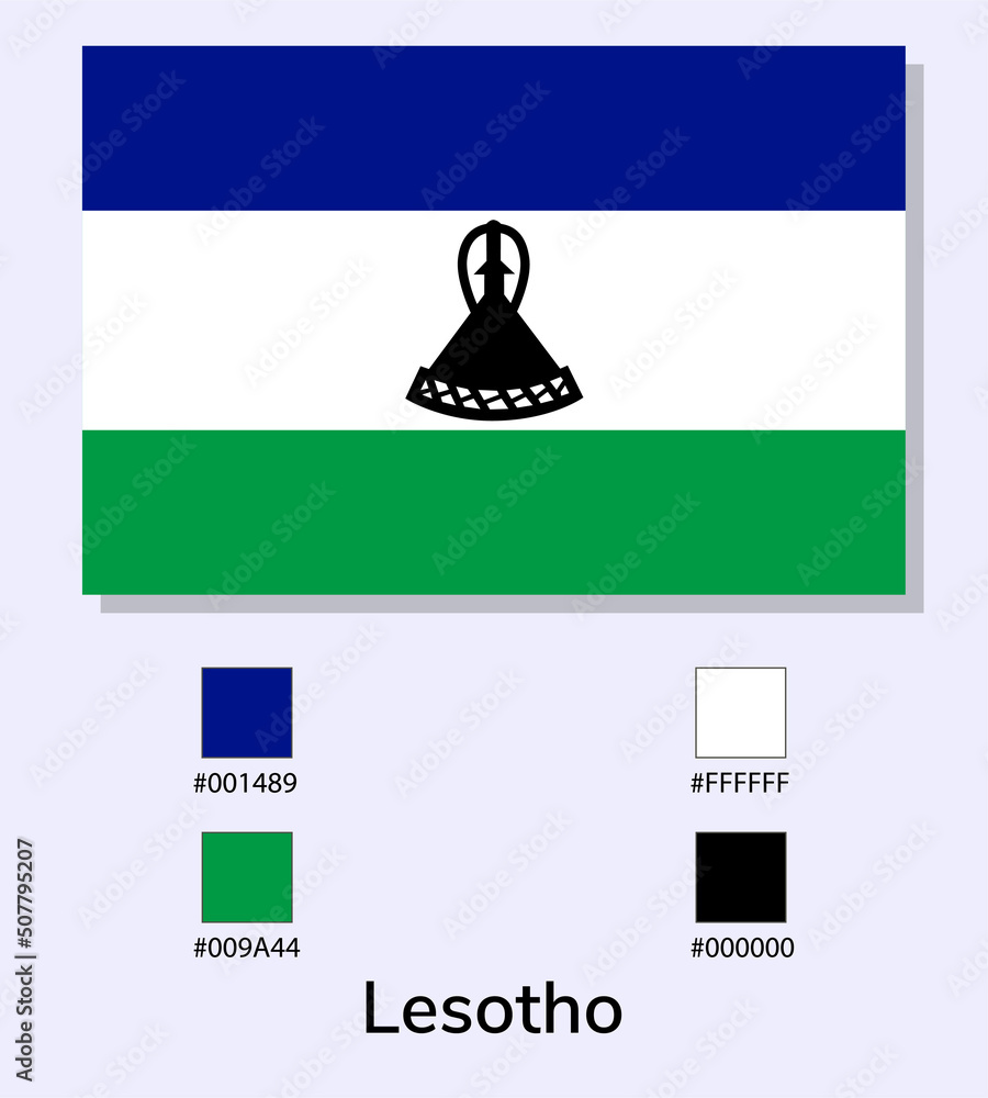 Vector Illustration of Lesotho flag isolated on light blue background. Illustration Lesotho flag