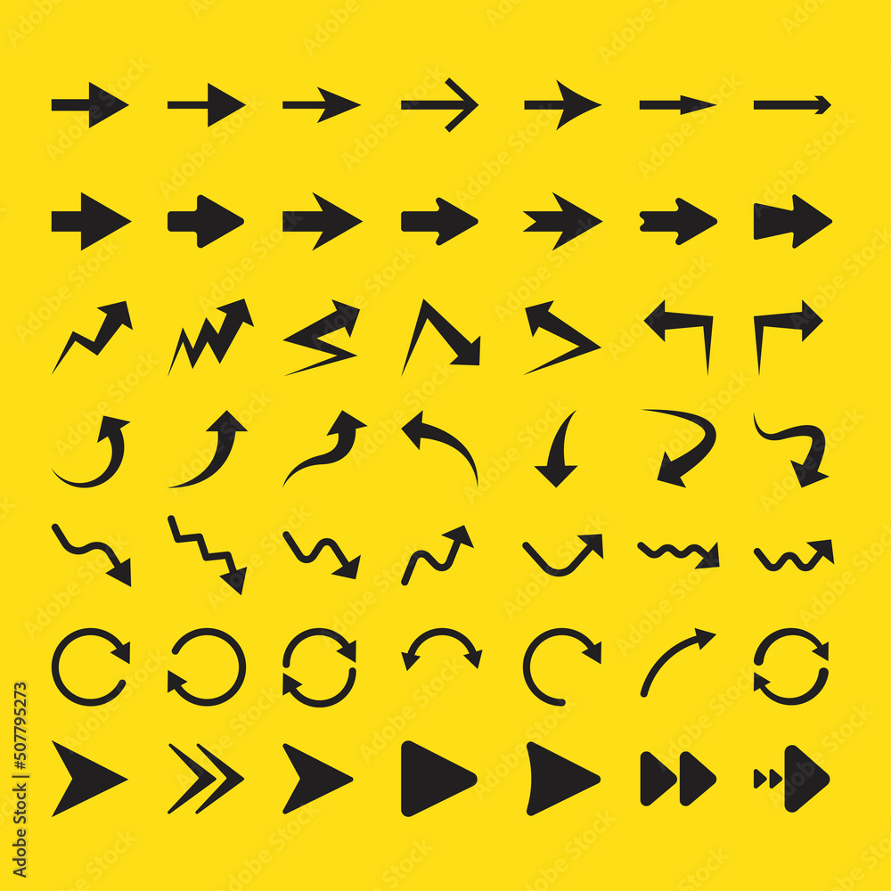 Set arrow icons set in black. Arrow vector collection. Isolated background.  