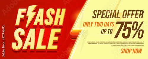 Flash sale banner with special offer up to 75 percent off