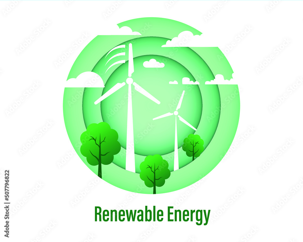renewable energy sources. wind power. Green technology graphic. Vector illustration.
