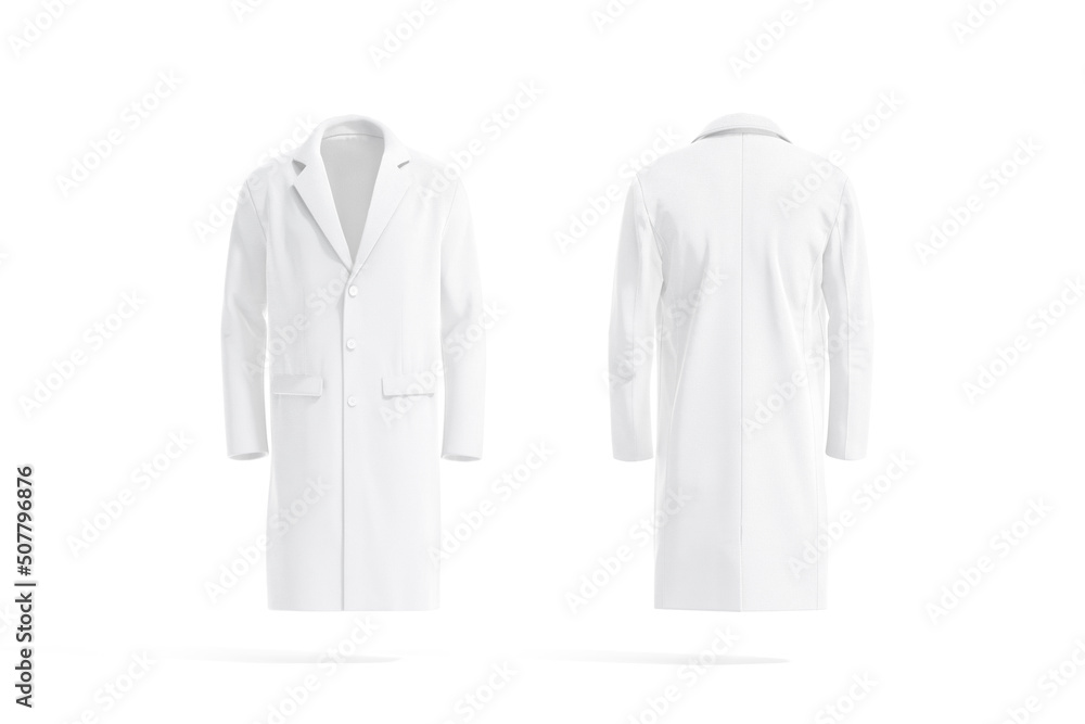 Blank white wool coat mockup, front and back view Blank white wool coat mockup, front and back view