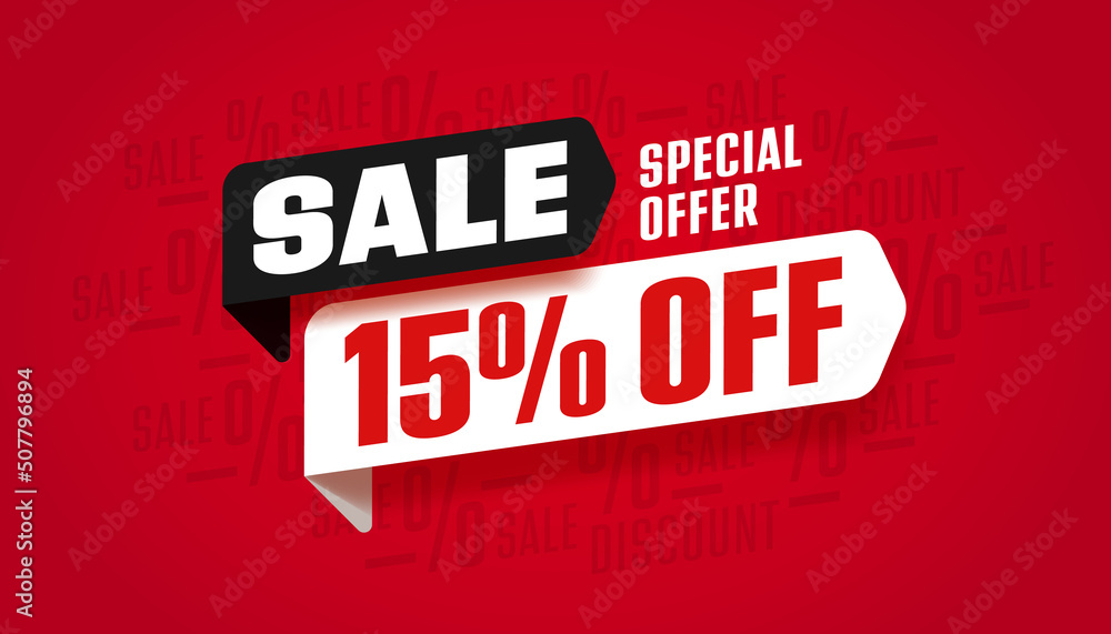 Fifteen percent off sale special offer poster