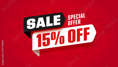 Fifteen percent off sale special offer poster