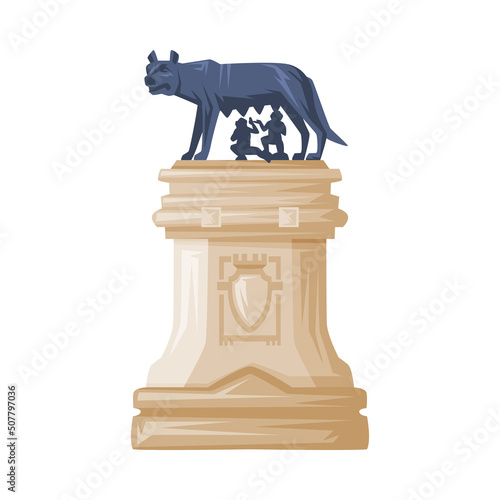 Capitoline Wolf Statue as Romania Traditional Symbol and Object Vector Illustration