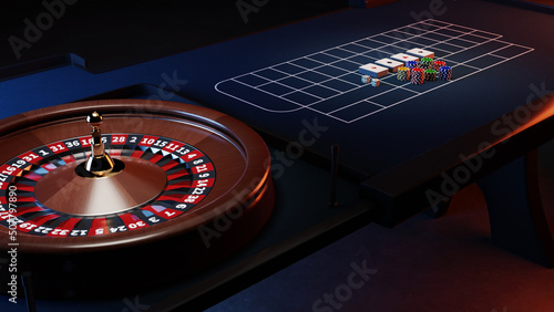 Photography casino roulette wheel, 3d rendering