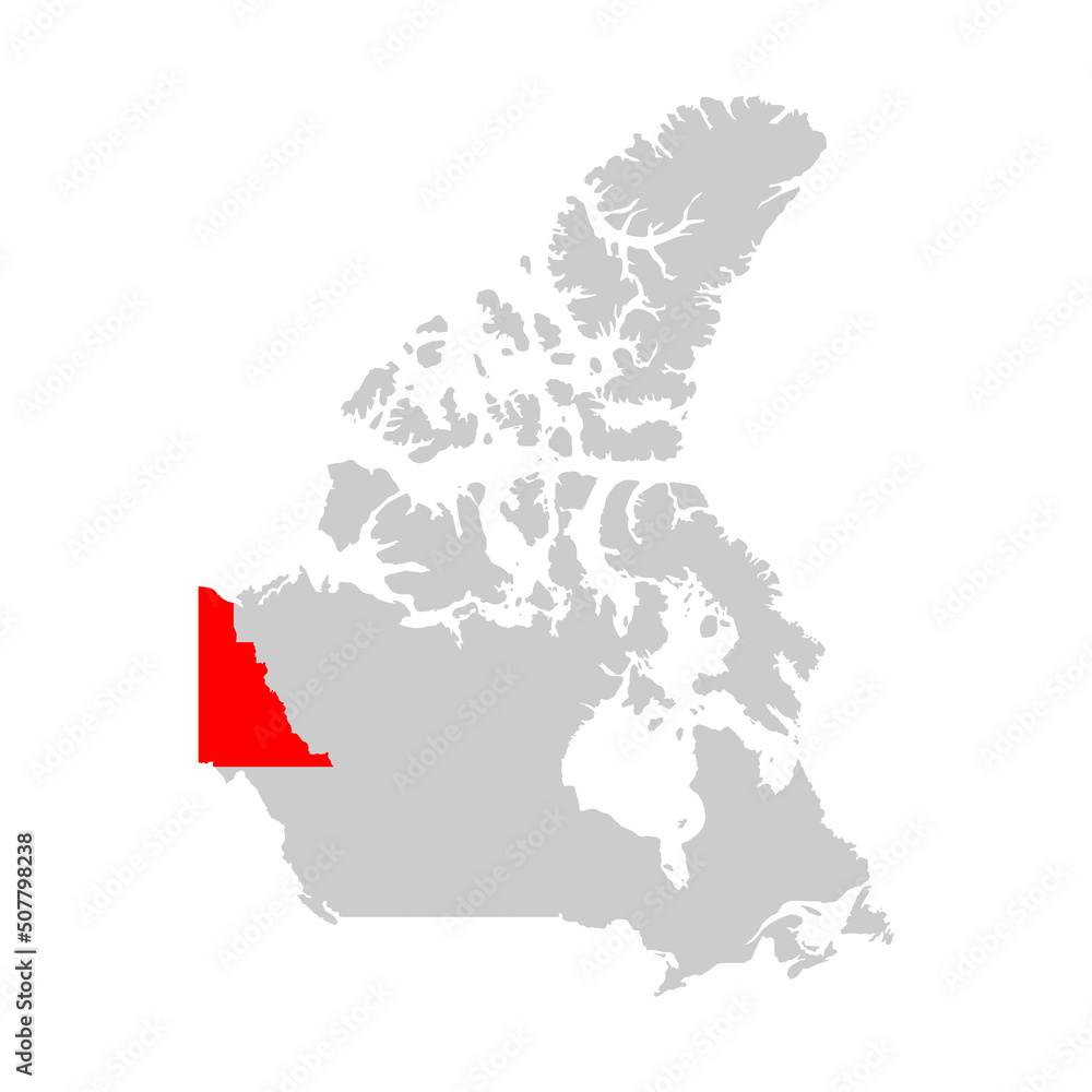 Yukon territory highlighted on the map of Canada