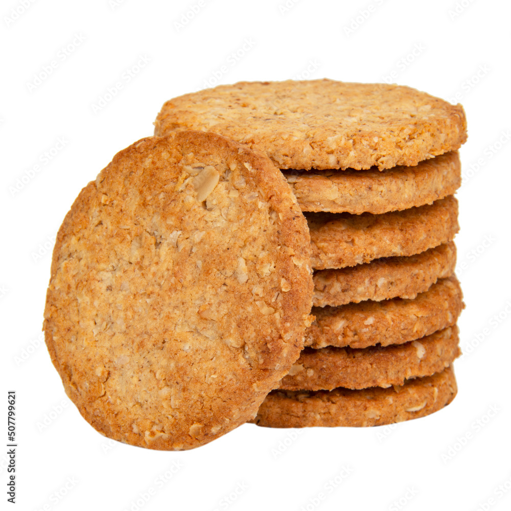 Cereal classic cookies tower isolated on the white background