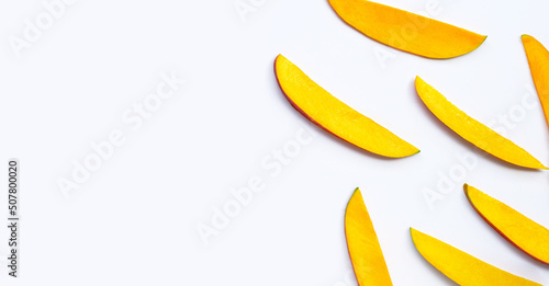 Free Download Tropical fruit, Mango  slices on white background. - GFXLoad