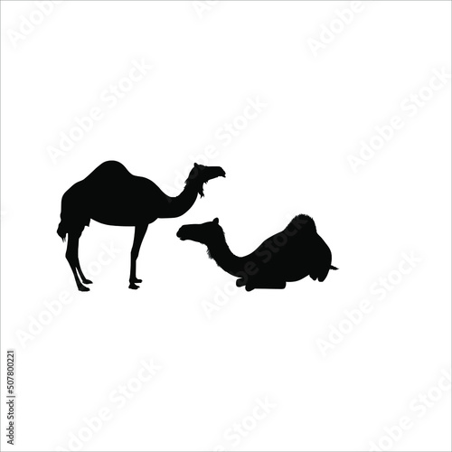 A Pair of Camel Silhouette for Logo or Graphic Design Element  Vector Illustration