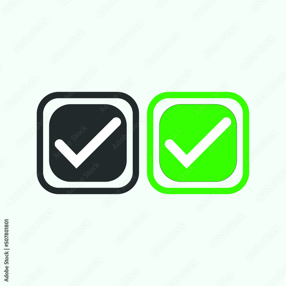 Check mark green and black line icons. Vector illustration. eps - Vector Check mark green and black line icons. Vector illustration. eps - Vector