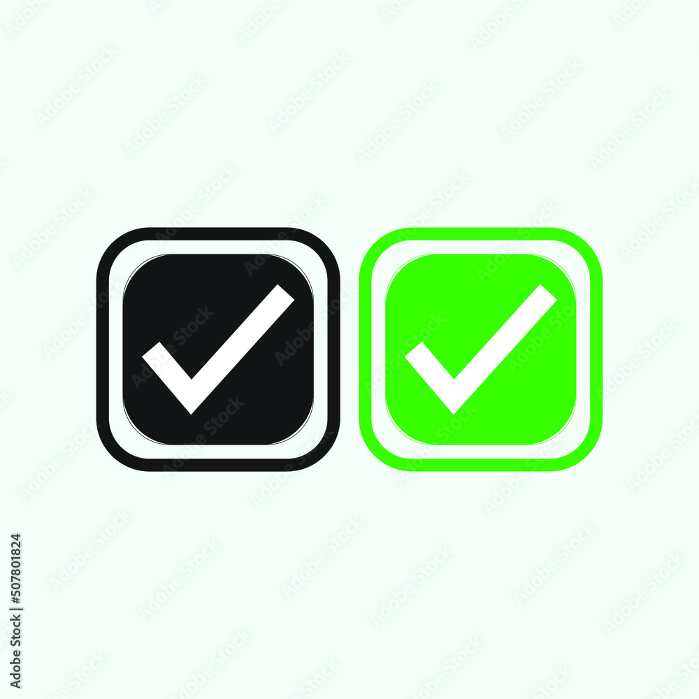 Check mark green and black line icons. Vector illustration. eps - Vector Check mark green and black line icons. Vector illustration. eps - Vector