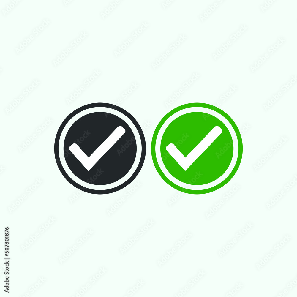 Check mark green and black line icons. Vector illustration. eps - Vector Check mark green and black line icons. Vector illustration. eps - Vector