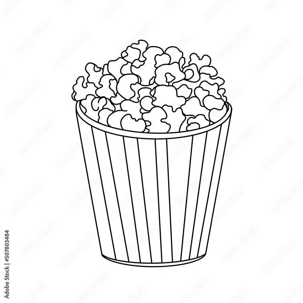 Minimalistic illustration of popcorn. Sketch a pack of popcorn. Idea for logo, poster, icon. Minimalistic illustration of popcorn. Sketch a pack of popcorn. Idea for logo, poster, icon.