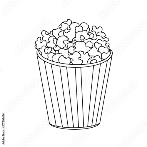Minimalistic illustration of popcorn. Sketch a pack of popcorn. Idea for logo  poster  icon.