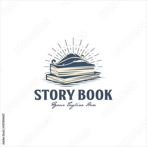 Book and Quill Logo Design Vector Image