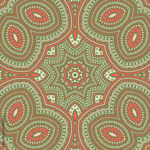 Moroccan traditional floral vector seamless ornament. Tile patchwork design. Modern spanish motif. Porcelain print design. Star symmetry elements texture.