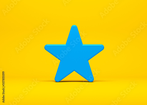 Feedback concept blue color star shape on orange color background. Horizontal composition with copy space. Isolated with clipping path.
