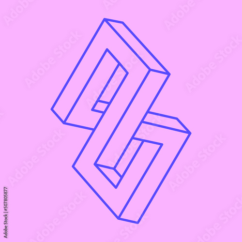 Illusion shapes. 3d geometry. Optical illusion figure. Sacred geometry. Logo.