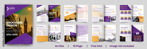 16 page creative and corporate business brochure or company profile design with premium template Premium Vector for your business