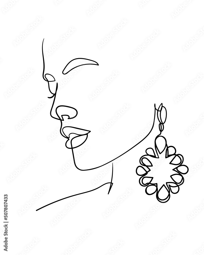 Woman face line drawing. Fashion concept, woman beauty minimalist. - Vector illustration. Woman face line drawing. Fashion concept, woman beauty minimalist. - Vector illustration.