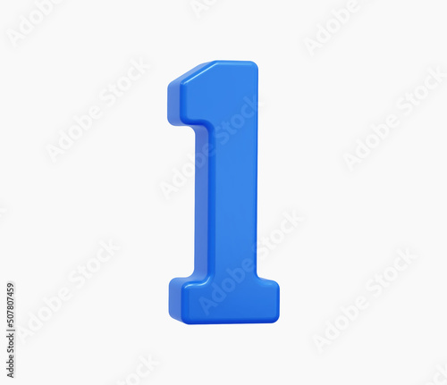3d Realistic Number One Icon vector illustration.
