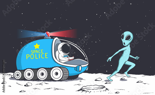 space police catching the alien