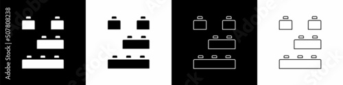 Set Toy building block bricks for children icon isolated on black and white background. Vector