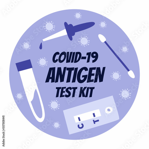 Covid-19 antigen testing. Banner diagnosis covid. Flat illustration