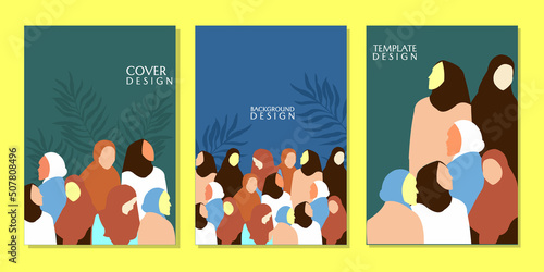 Set of abstract covers with female illustration elements, background design for books, magazines, posters