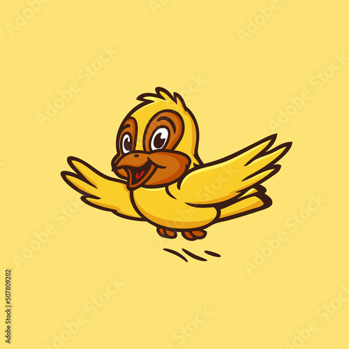 Flying Bird Character Logo Design Vector Illustration Template Idea
