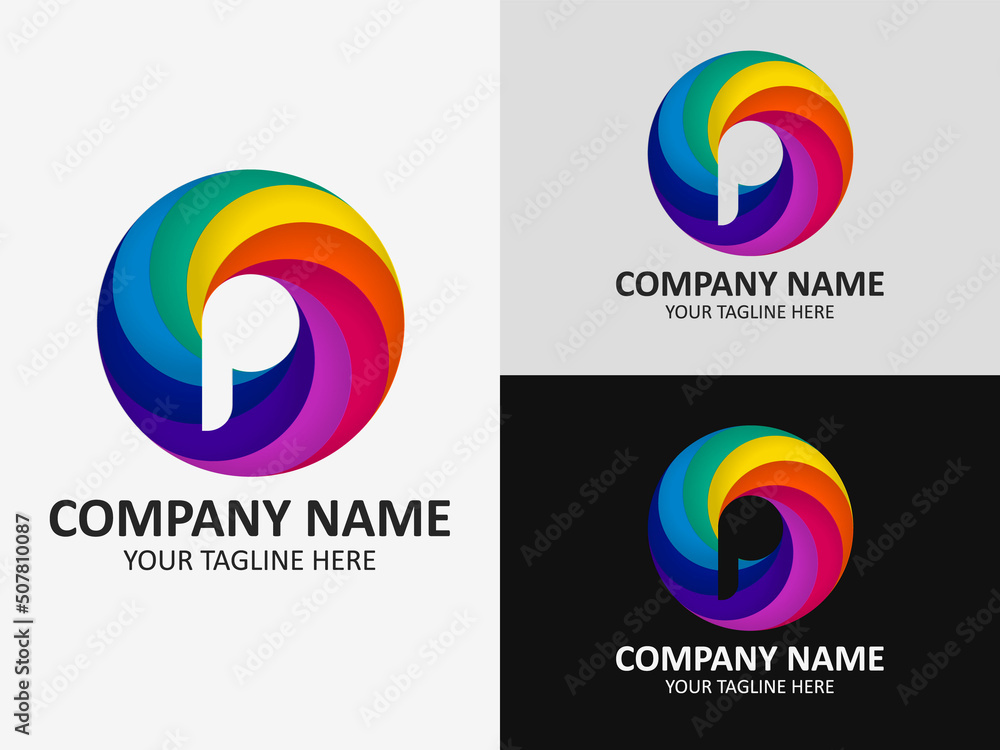 Initial P Logo Design. Colorful Logo Design. For use in printing, property, apparel, technology companies.