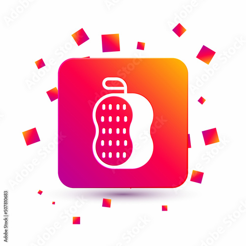 White Washcloth icon isolated on white background. Bath house sauna washcloth sign. Item for pleasure and relaxing. Square color button. Vector