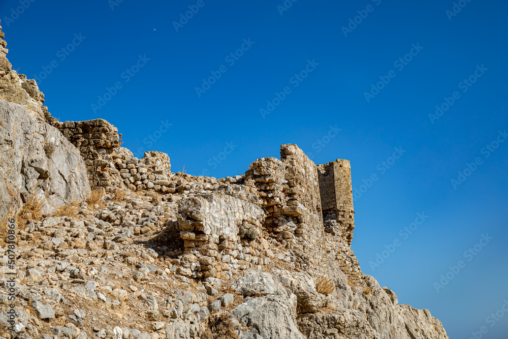 Feraklos castle overlooking Charaki on the east coast of the island of Rhodes, Greece Feraklos castle overlooking Charaki on the east coast of the island of Rhodes, Greece